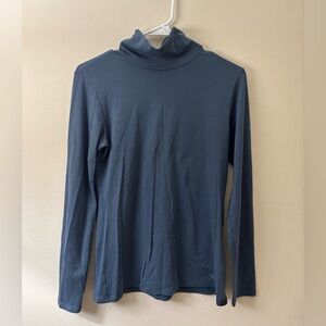 Uniqlo Blue HEATTECH Turtleneck Long Sleeve Top | Fitted Minimalist Size L